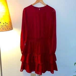 Express- Long Sleeve Ruffle Mini Dress